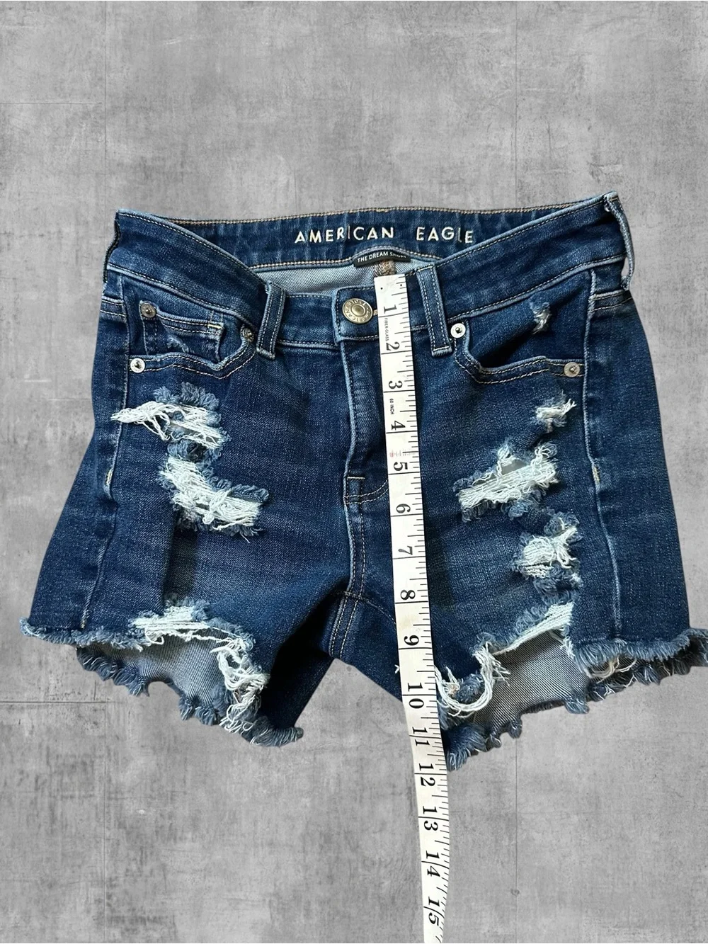 American Eagle Outfitters Women’s Distressed Denim Shorts - Dark Blue Size 0